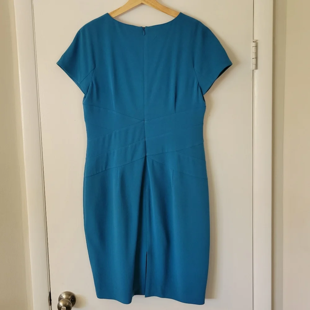 Hobbs teal short sleeve Sheath dress size 10 - Picture 5 of 5